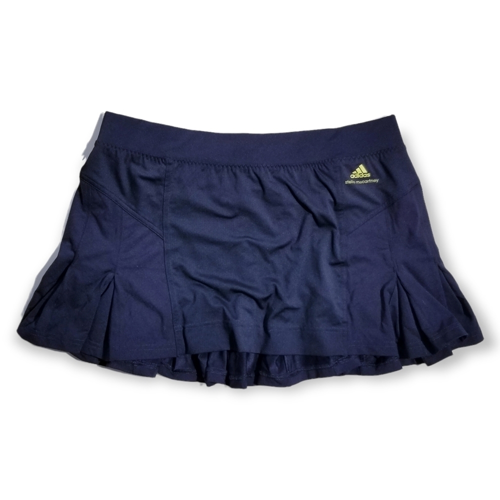 Adidas by Stella McCartney Navy Blue Pleated Tennis Skirt with Lime Logo
